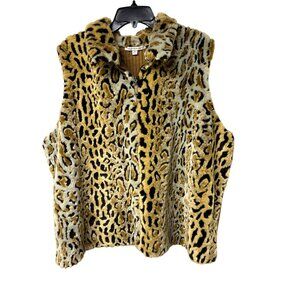 Mercer Street Studio Womens 3X Faux Fur Ribbed Knit Vest Leopard Print Classy